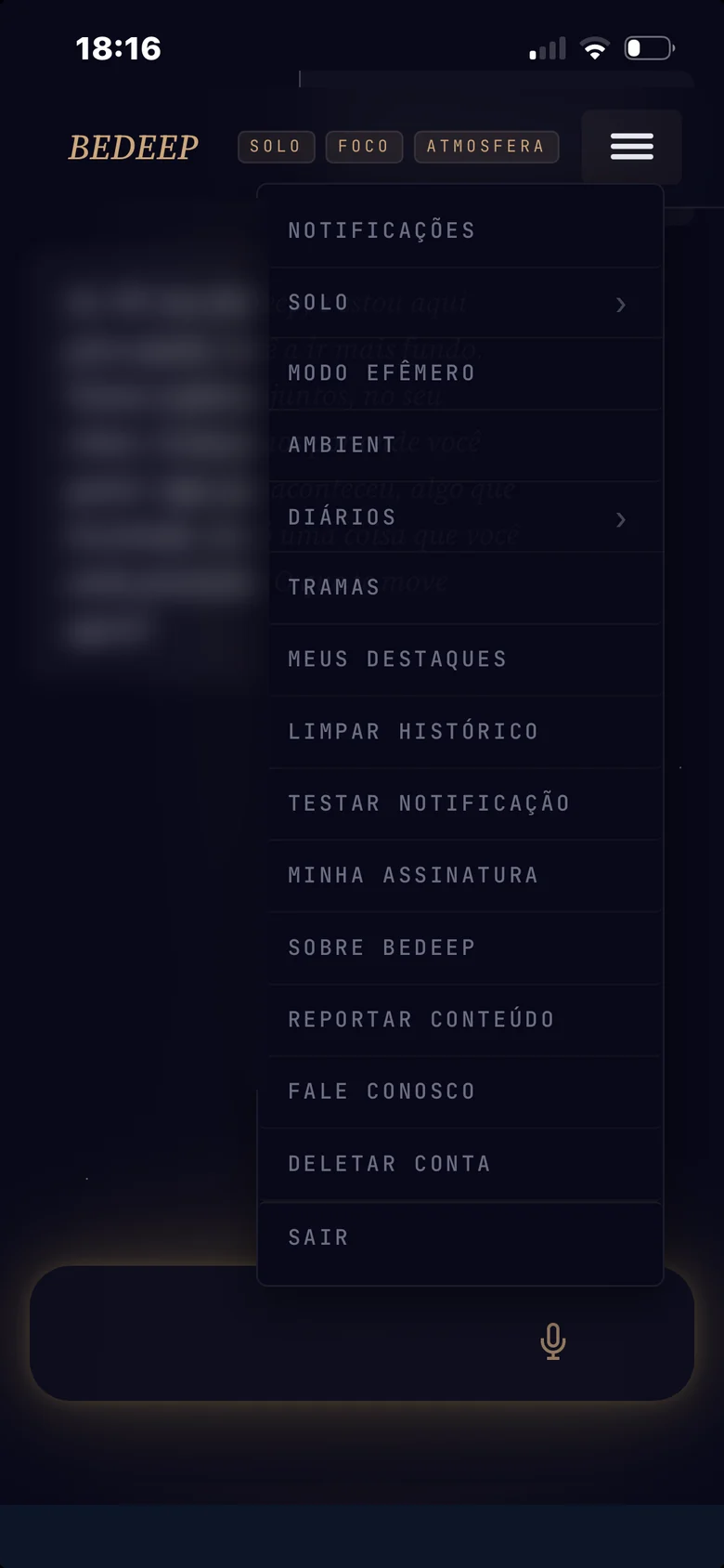 O menu ☰