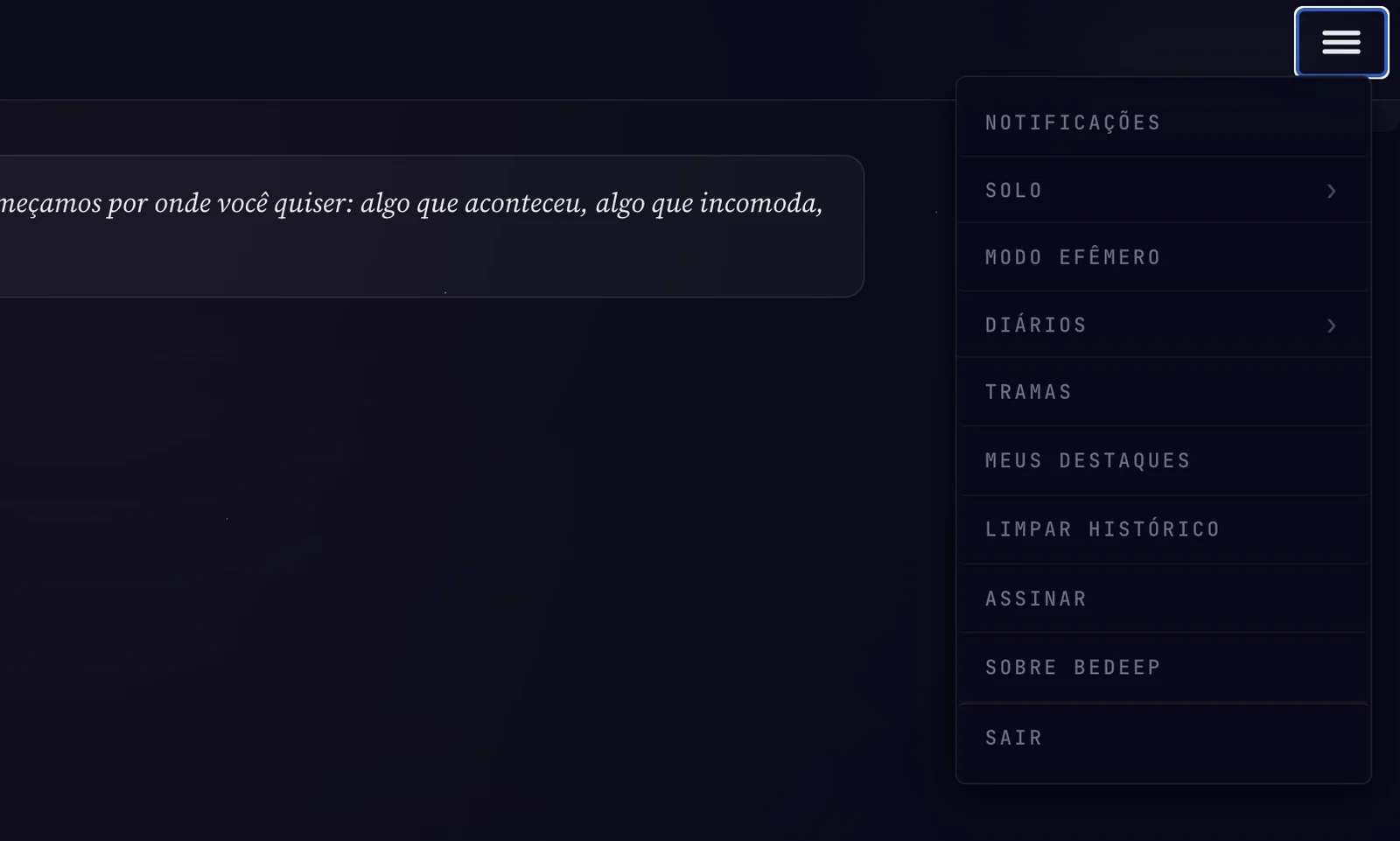 O menu