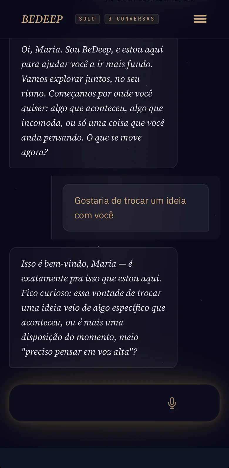 A tela da conversa