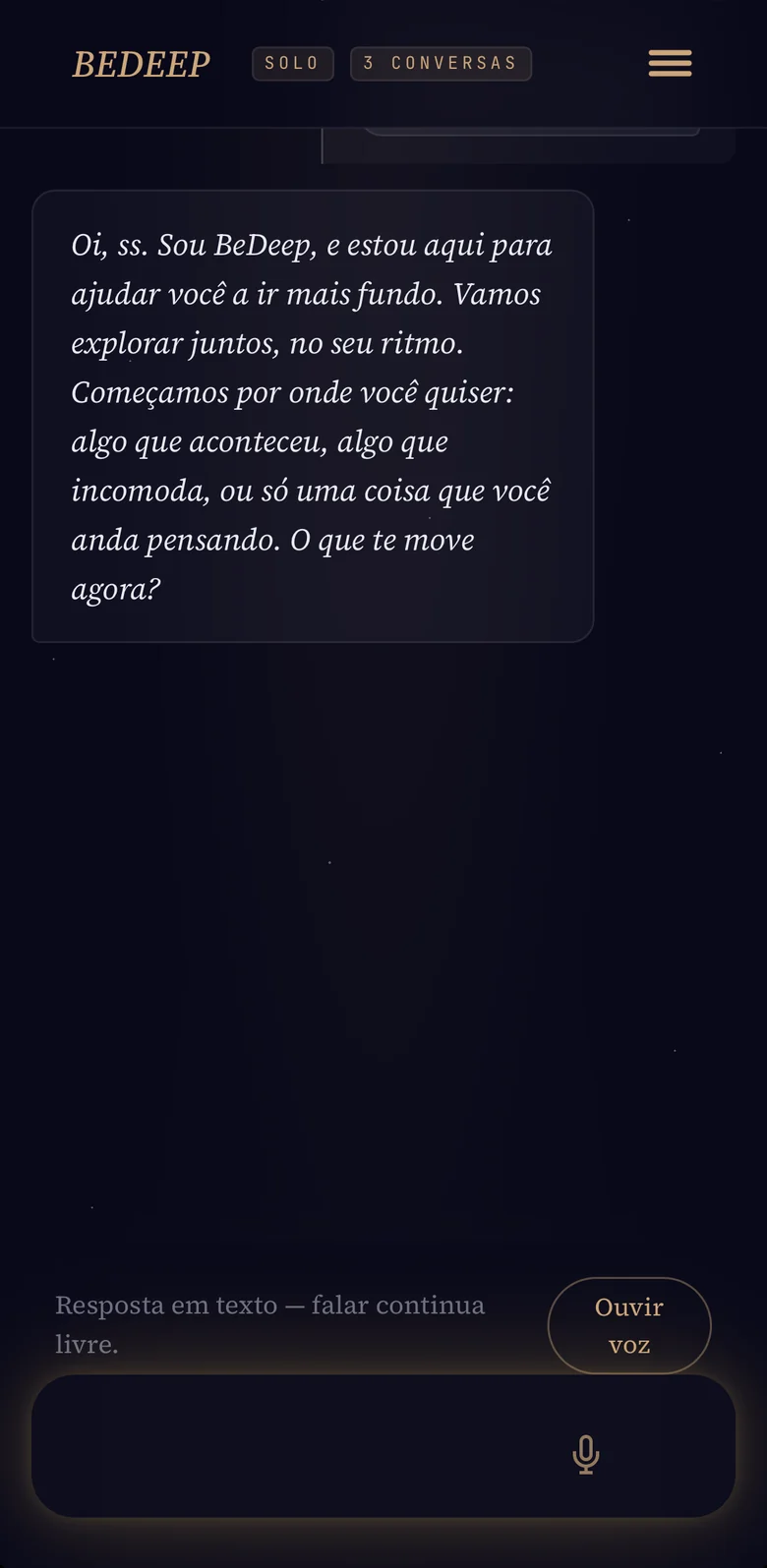 O botão de microfone na conversa