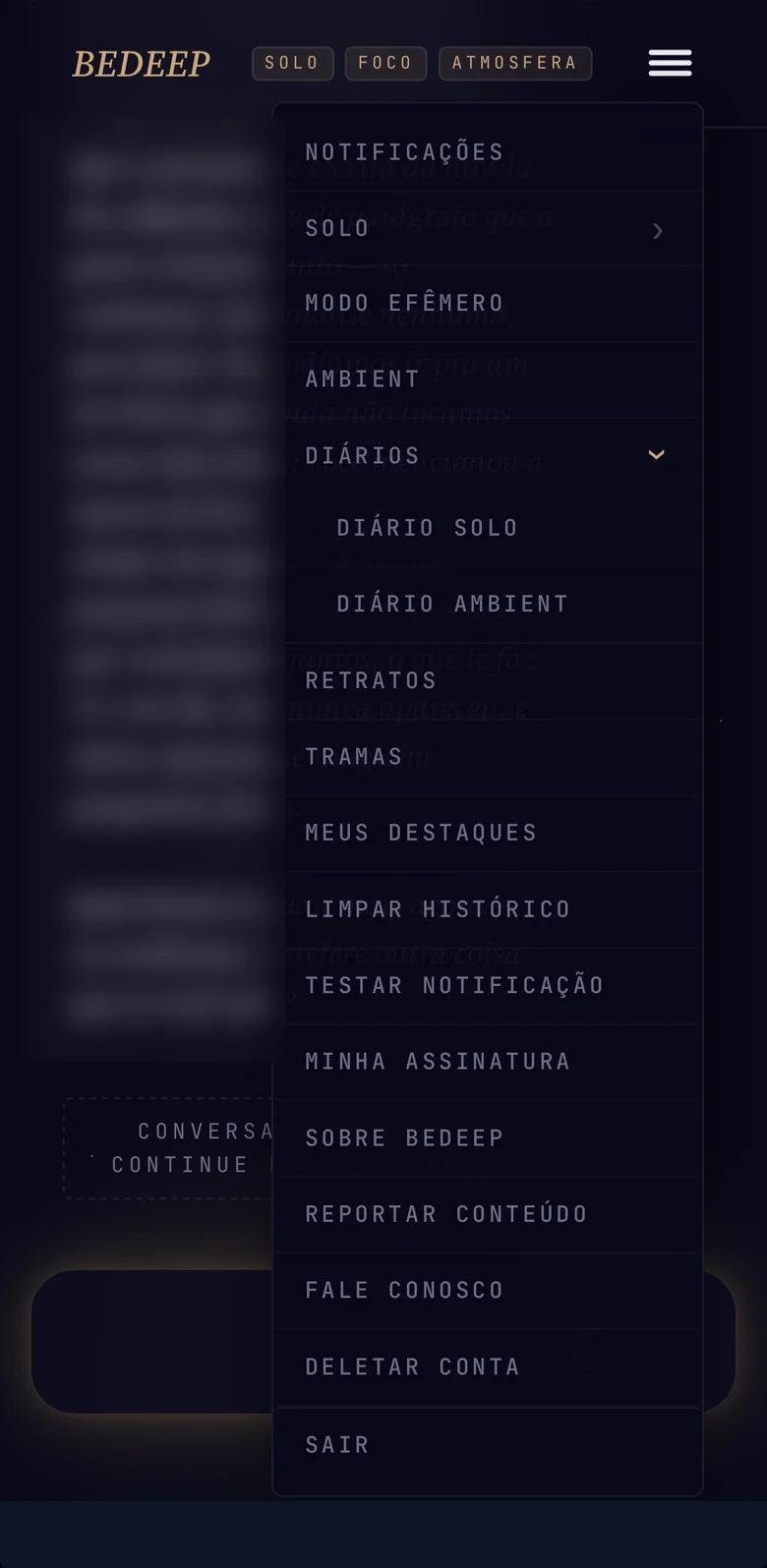 O menu com tudo o que as conversas deixam