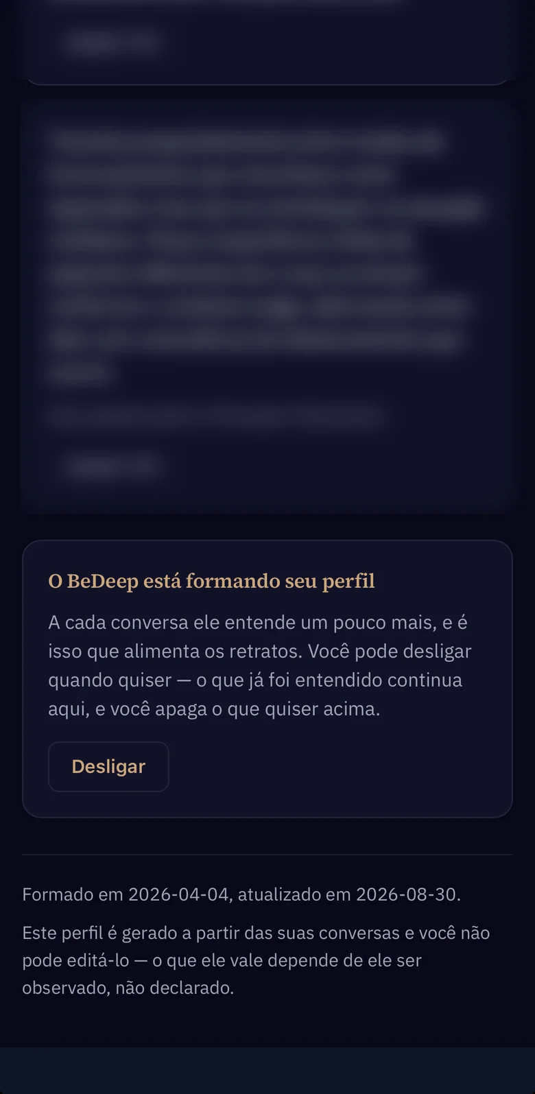 Meu perfil: ler, apagar e desligar