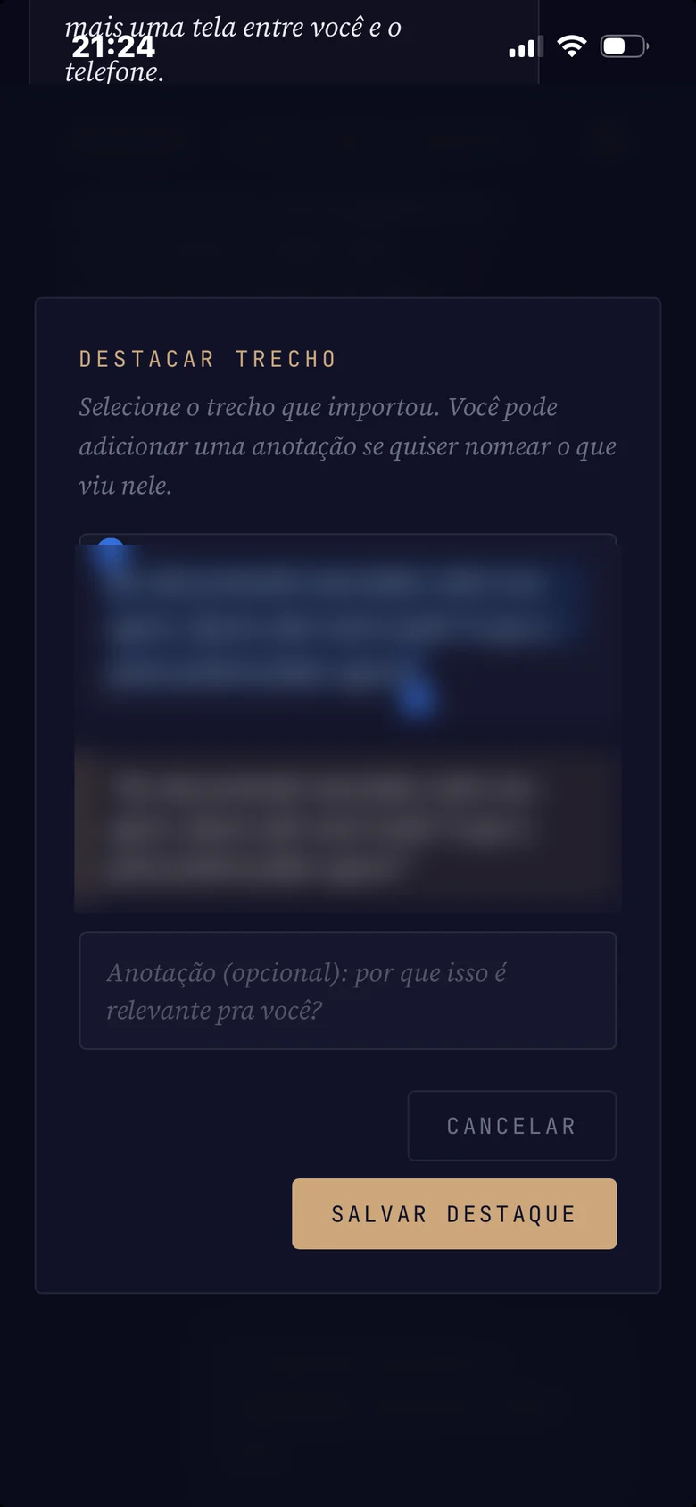 Destacar um trecho