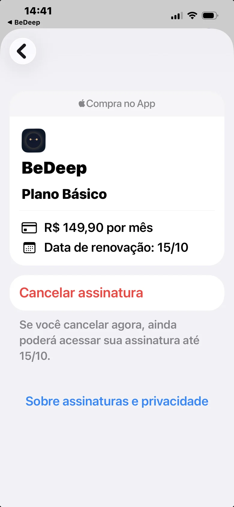 Cancelar a assinatura feita no iPhone