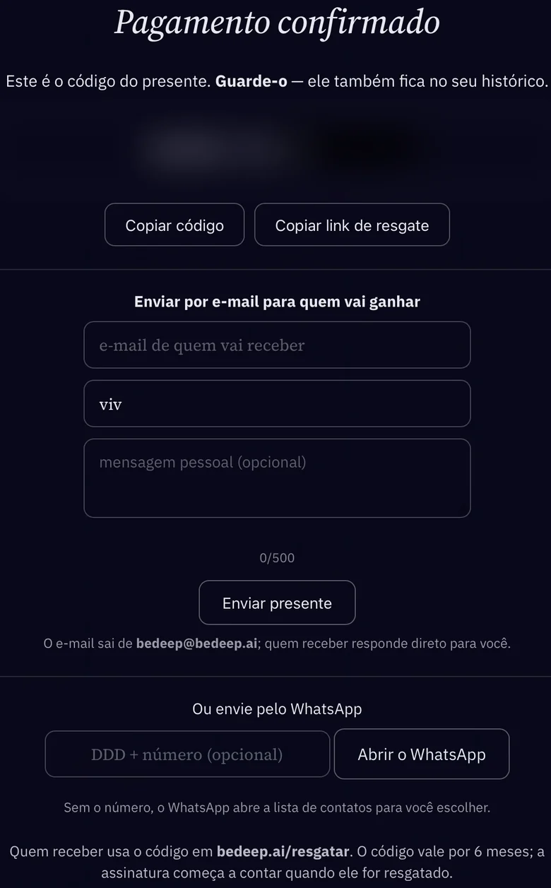 O código do presente e as formas de entrega