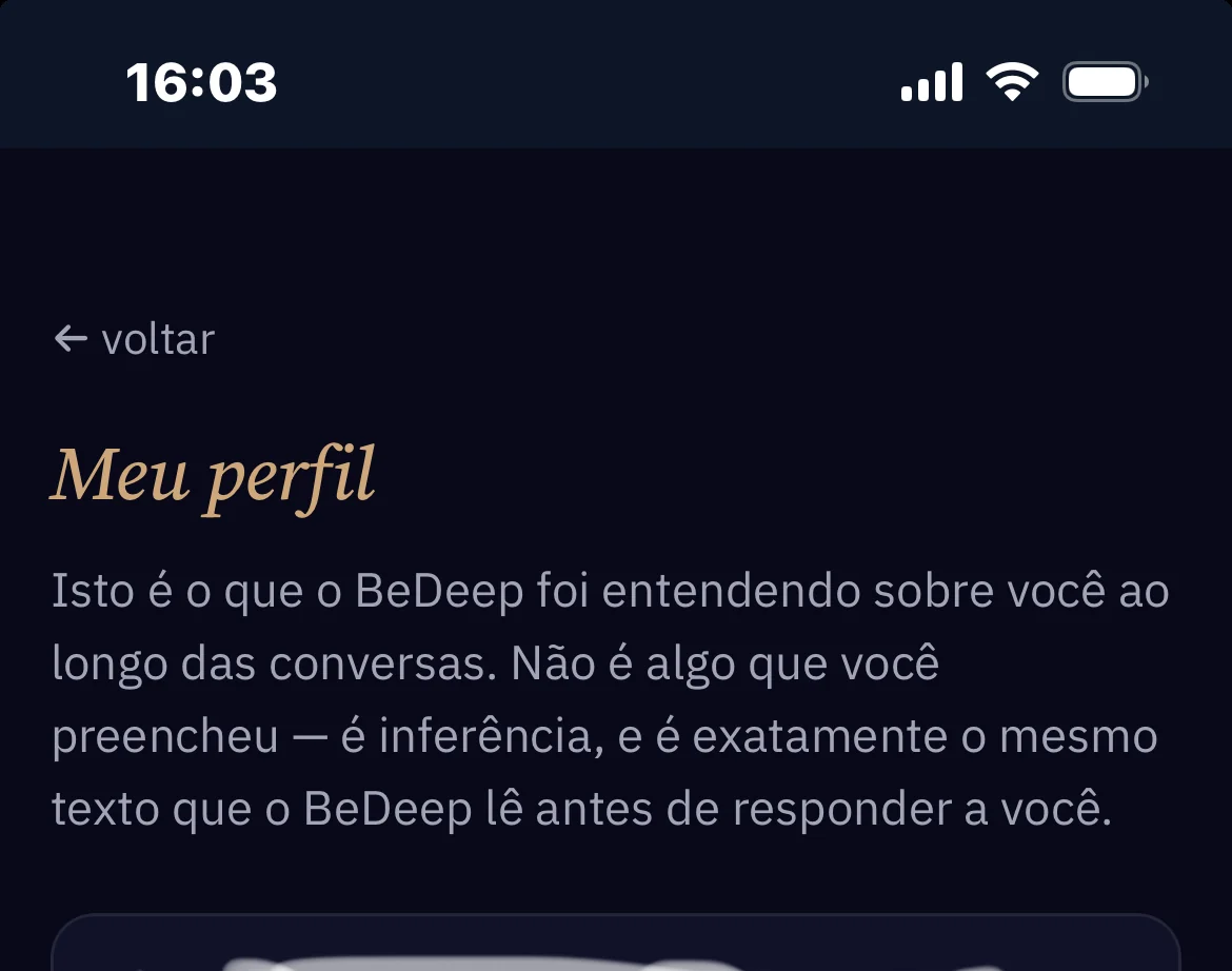A página Meu perfil (a)
