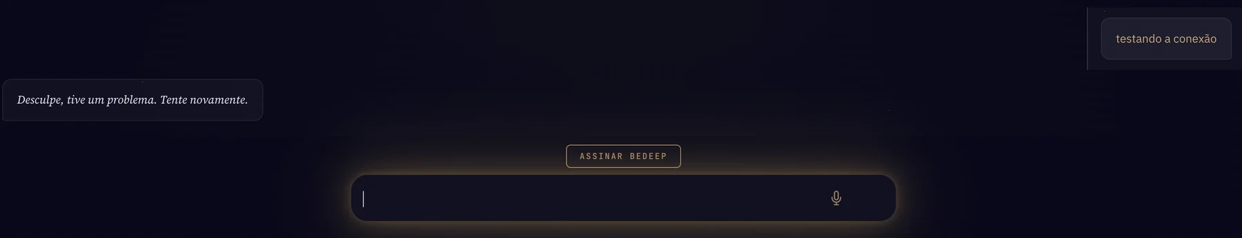 Mensagem que não chegou ao BeDeep